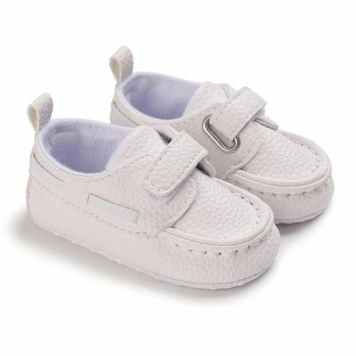 White Baby Leather Shoes Newborn Soft Soled Walking Shoes