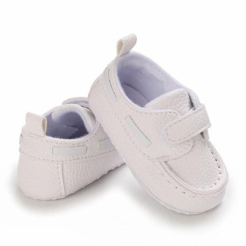 White Baby Leather Shoes Newborn Soft Soled Walking Shoes