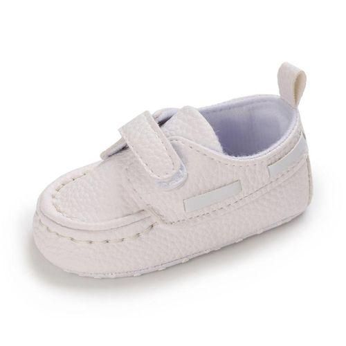 White Baby Leather Shoes Newborn Soft Soled Walking Shoes