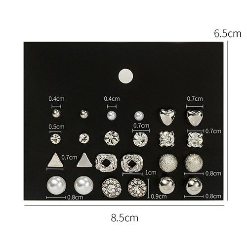 Silver Earrings 12 Pairs For Women And Girls