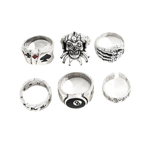 Heavy Metal Hip Hop Ring Set For Men - Silver