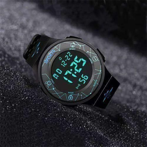 New Waterproo LED Digital Luminescent Neutral Sports Watch - Black