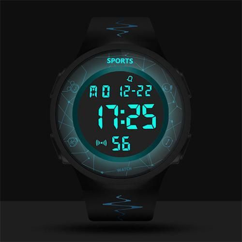 New Waterproo LED Digital Luminescent Neutral Sports Watch - Black
