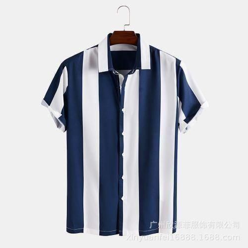 Berrykey Men's Hawaiian Ink Print  Bottom-down Beach Short Sleeve T-Shirt Casual Tops-Multiicolor