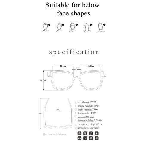 Smart Audio Bluetooth Glasses IP5 Waterproof Compatible With IOS Black