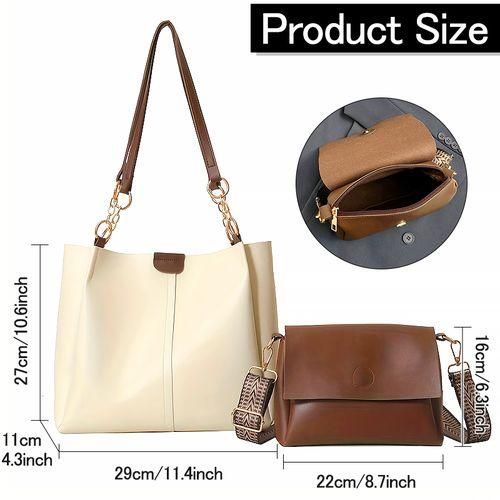 STY 2 In 1 Ladies Handbags Set Women Shoulder Bags Waterproof Tote Bag Crossbody Bag