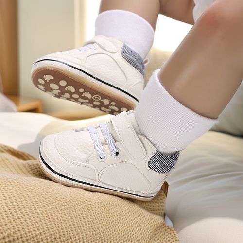 Spring And Autumn Style 0-1 Year Old Male And Female Baby Middle Help White Shoes Soft Rubber Bottom Anti Slip Sneakers Shoes