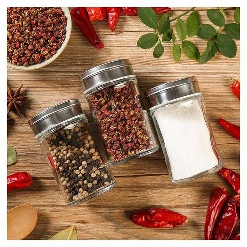 Stainless Steel Lid Glass Seasoning Jar Kitchen Supplies