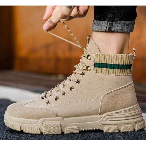 Men Waterproof Lace Up Work Boots Desert Shoes