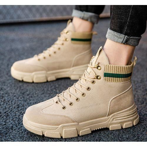 Men Waterproof Lace Up Work Boots Desert Shoes