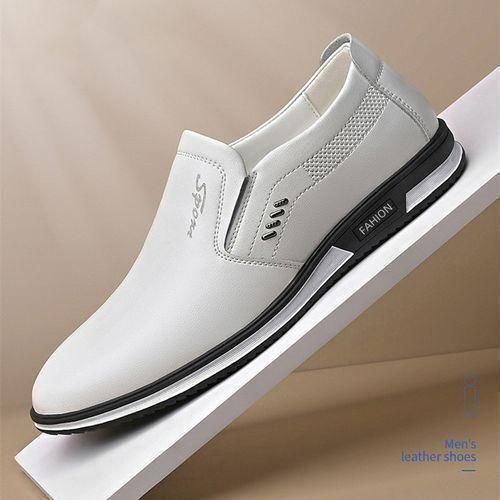 Men's Casual Oxfords Pu Leather Loafers Brogues Shoes Wedding Gentle White