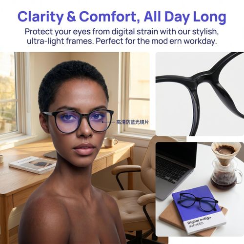 Anti Blue Light Glasses Rectangle Radiation Proof Computer Glasses - Black