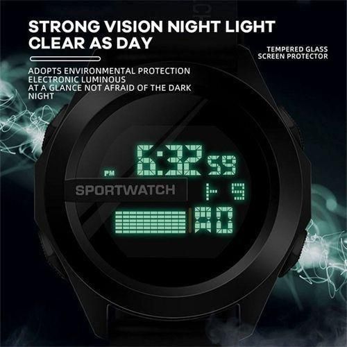 Digital Lightweight Waterproof Luminous LED Outdoor Sports Watch - Black