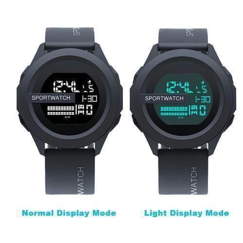 Digital Lightweight Waterproof Luminous LED Outdoor Sports Watch - Black