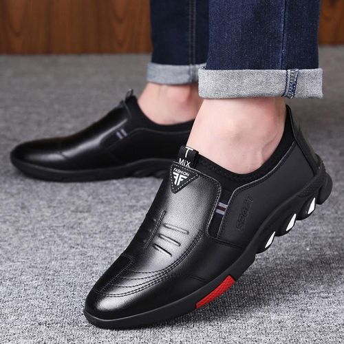 Men's Leather Shoes Soft Leather Sole - Black