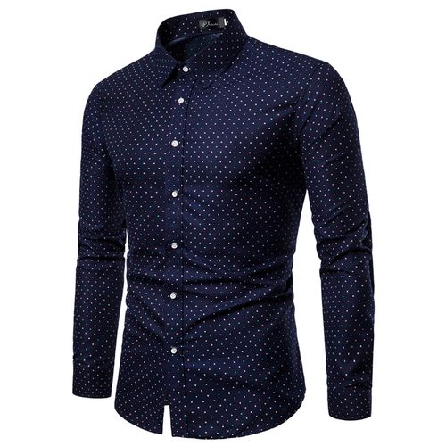 Men's printed long-sleeved shirt-Dots