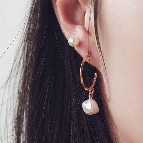 9 Pair Earring Jewelry Set For Women - Gold&Cream