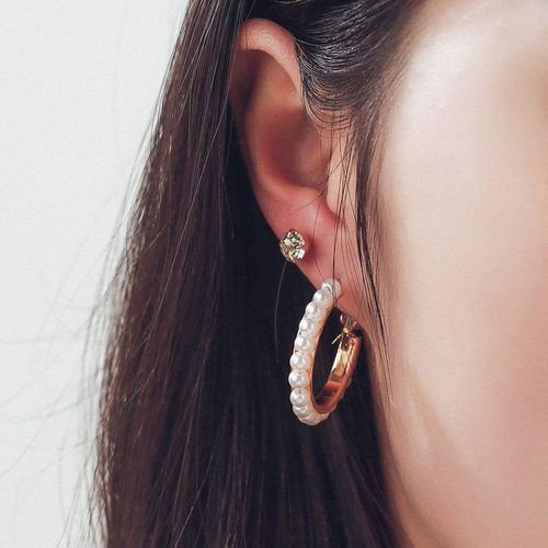 9 Pair Earring Jewelry Set For Women - Gold&Cream