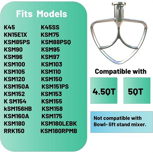 Stainless Steel Flat Beater for 4.5-5QT Stand Mixers Accesso