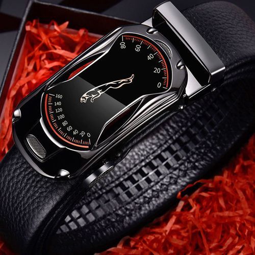 2 Pieces  Leather Automatic Buckle Belt - Black And Golden