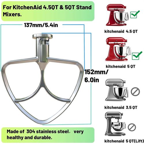 Stainless Steel Flat Beater for 4.5-5QT Stand Mixers Accesso