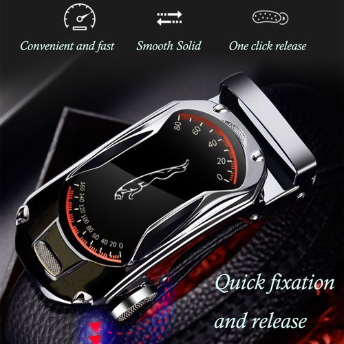 2 Pieces  Leather Automatic Buckle Belt - Black And Golden