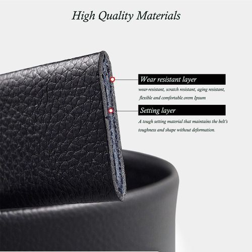 2 Pieces  Leather Automatic Buckle Belt - Black And Golden