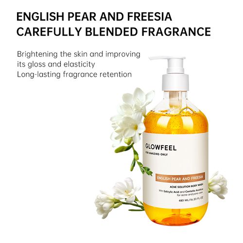 GLOWFEEL English Pear & Freesia Body Wash Scented Shower Lotion For Back Acne