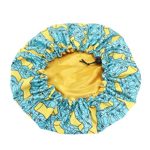 Adjustable Satin Bonnet for Kids Hair Care Printed Nightcap Sleeping Hat Stretchy & Shower Cap for Long Hair,Light Blue NO5248