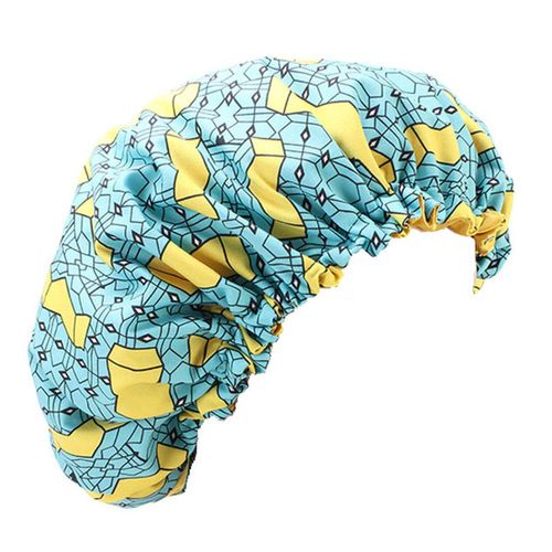 Adjustable Satin Bonnet for Kids Hair Care Printed Nightcap Sleeping Hat Stretchy & Shower Cap for Long Hair,Light Blue NO5248