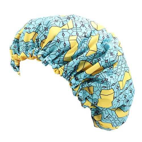Adjustable Satin Bonnet for Kids Hair Care Printed Nightcap Sleeping Hat Stretchy & Shower Cap for Long Hair,Light Blue NO5248