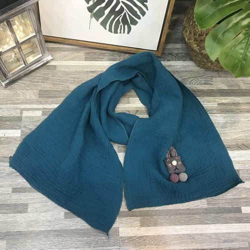 Kids Girls Warm Autumn Winter Soft Cotton Linen Scarf Cute Rabbit Decor Shawl Scarf New,Blue NO5116