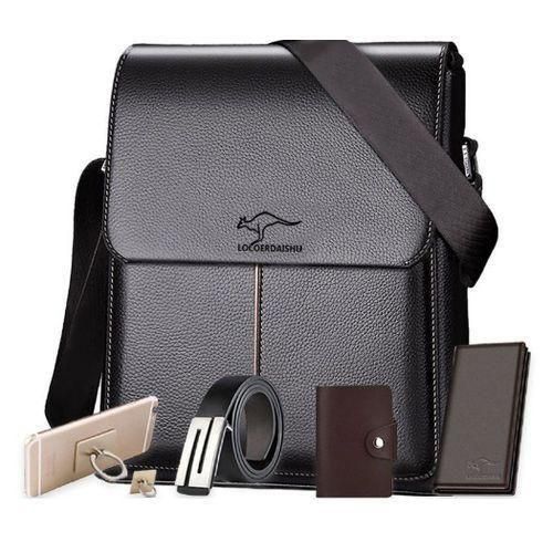 5in1 Men's Business Briefcase, Crossbody Handbag, Shoulder Bag, Hanging Bag - Black