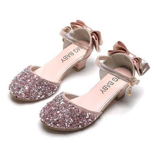 Summer Girls High Heel Princess Sandals Children Shoes Glitter Leather Girls Kids Shoes For Party Dress Weddin Party Sneakers Gold