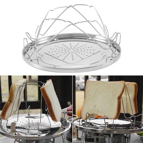 4 Slice Camping Bread Toast Tray Gas Stoves Cooker BBQ Campi