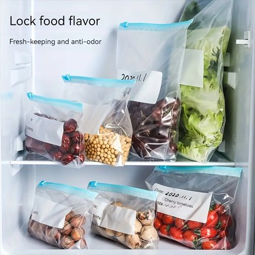 10pcs Storage Bags, Zippered Fresh-keeping Bag, Food Sorting Storage Bag, Food Preservation Sealed Bag, For Fruit, Grain, Vegetable And Meat, Kitchen Organizers And Storage, Kitchen Accessories