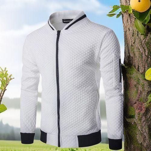 Berrykey Men's Casual Windbreak Lightweight Blazer Jacket & Coats  White