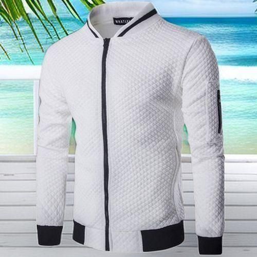 Berrykey Men's Casual Windbreak Lightweight Blazer Jacket & Coats  White