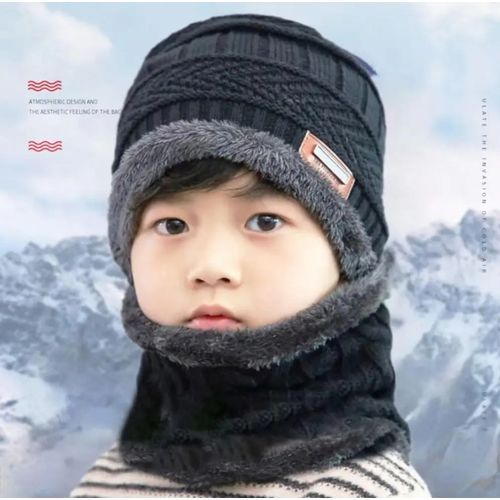 Thicken Plush Warm Knit Caps Men Women Outdoor Ski Cold Protection Neck Mask Hat-Multicolor