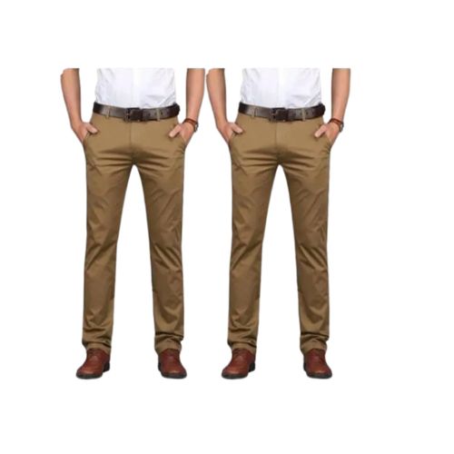 2 Pack Men's Straight Fit Casual Chino Pant With Stretch - Khaki