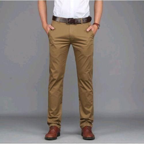 2 Pack Men's Straight Fit Casual Chino Pant With Stretch - Khaki
