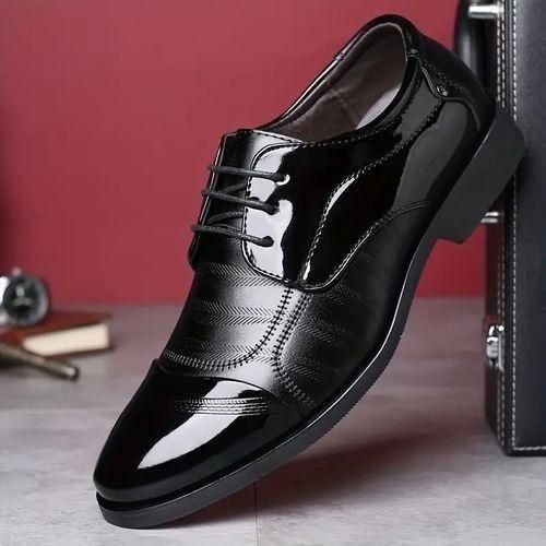 Men's Formal Wedding Corporate Shoes Lace Up Patchwork Color Black
