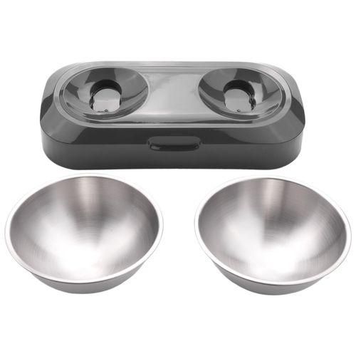 Double Pet Bowls Dog Food Water Feeder Stainless Steel Pet