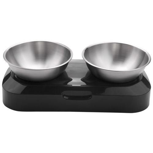 Double Pet Bowls Dog Food Water Feeder Stainless Steel Pet