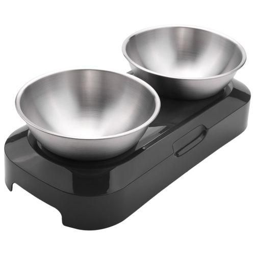 Double Pet Bowls Dog Food Water Feeder Stainless Steel Pet