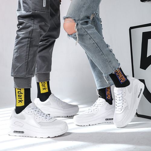 Flangesio Unisex Sneakers Big Size 36-47 Male Platform Shoes Lovers Cushioning Sneakers - White