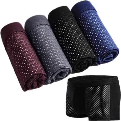 4pcs Men's Boxers Brief Ice Mesh Breathable Underwear - Multi Color