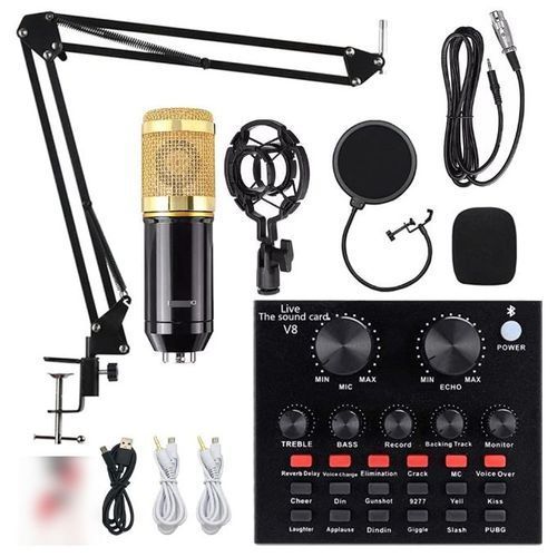 Microphone with V8 BM800 sound card kit, supporting capacitor, USB, Bluetooth, studio recording, professional karaoke