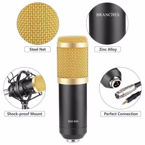 Microphone with V8 BM800 sound card kit, supporting capacitor, USB, Bluetooth, studio recording, professional karaoke