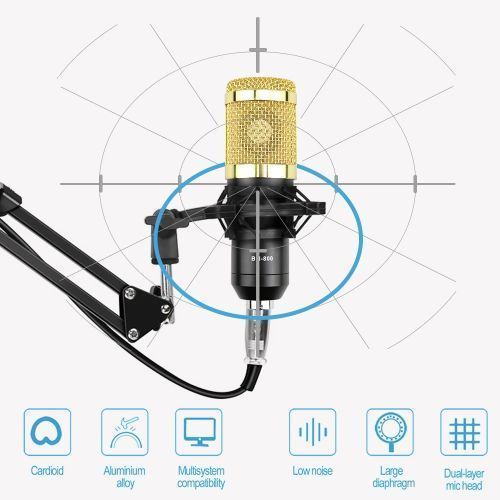 Microphone with V8 BM800 sound card kit, supporting capacitor, USB, Bluetooth, studio recording, professional karaoke